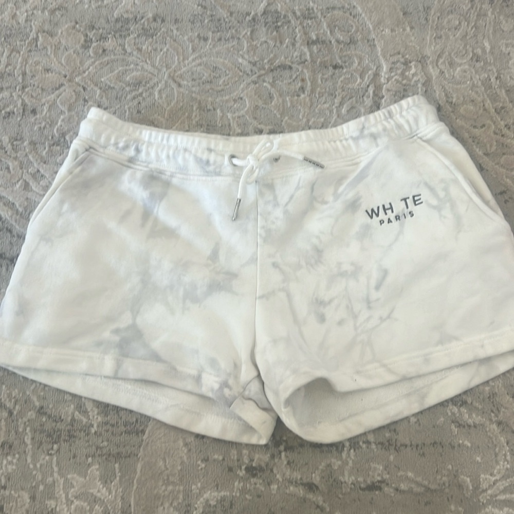 Whte Paris tie dye shorts (gray and white), size M, worn once!